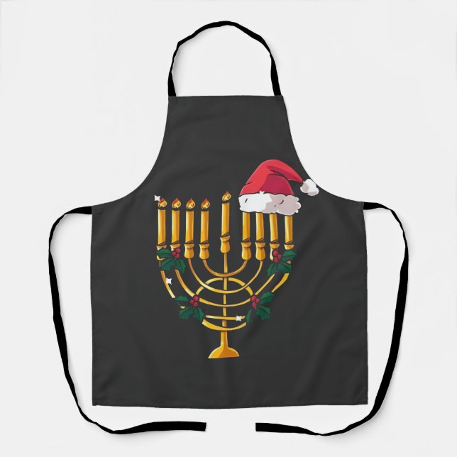 Delantal Navidades Hanukkah Jewish Santa Menorah (Anverso)