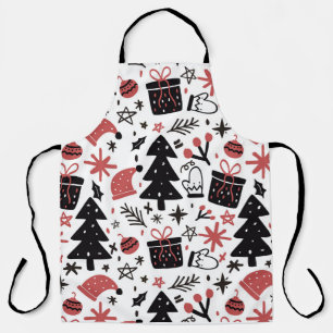 Delantal Navidades Holiday Icons Xmas Tree Santa Hat