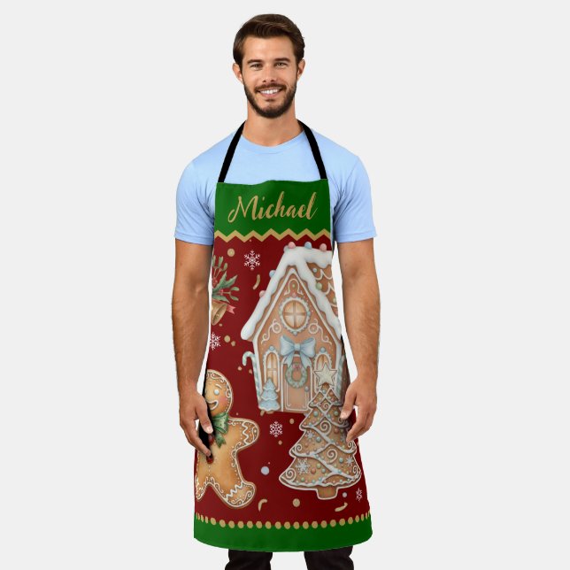 Delantal Navidades horneando Apron, Casa, Hombre de Gingerb (Gastado)