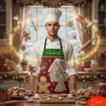 Navidades horneando Apron, Casa, Hombre de Gingerb