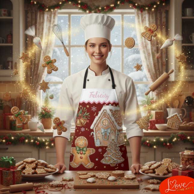 Delantal Navidades horneando Apron, hombre jengibre, casa (Christmas Baking / Cooking Apron)