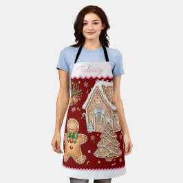 Delantal Navidades horneando Apron, hombre jengibre, casa