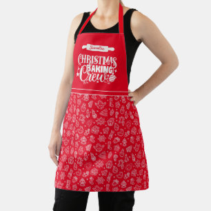 Delantal Navidades hornear Crew Cookies Red Holiday Pattern