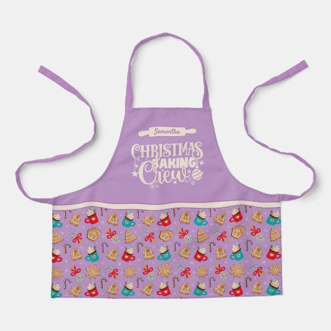 Delantal Navidades hornear Tripulación Cookies Lavender Peq (Anverso)