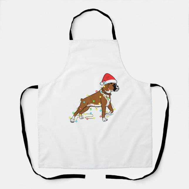 Delantal Navidades iluminan obsequio de boxeo de perro de m (Anverso)