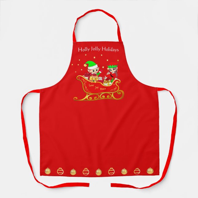 Delantal Navidades inteligentes en Sleigh con el apron pres (Anverso)