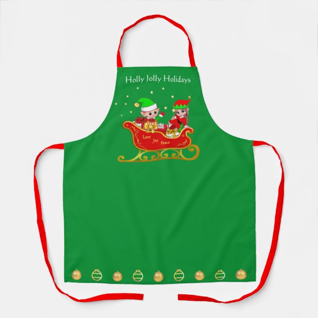 Delantal Navidades inteligentes en Sleigh con el apron pres (Anverso)