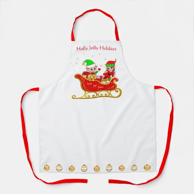 Delantal Navidades inteligentes en Sleigh con el apron pres (Anverso)