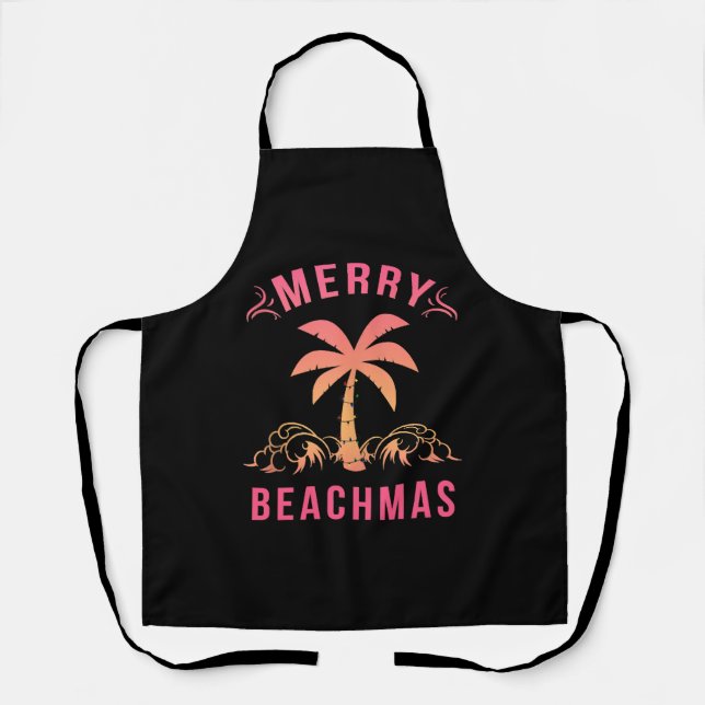 Delantal Navidades Julio Coastal Beach Merry Beachmas Palm (Anverso)