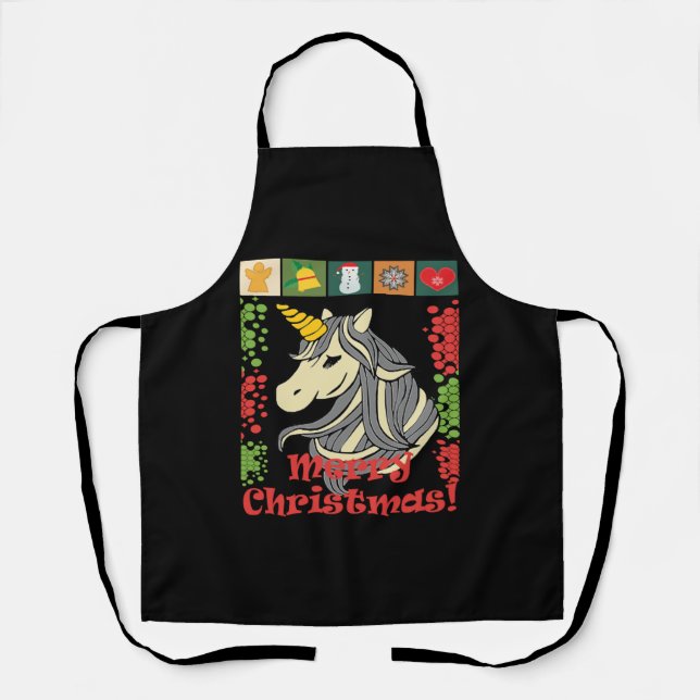 Delantal Navidades Lindos Unicornio. (Anverso)