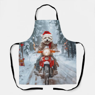 Delantal Navidades malteses de ciclismo de perros