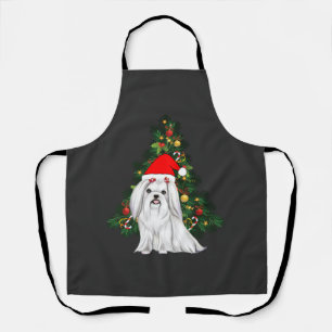 Delantal Navidades malteses, Navidad Perro maltés con sombr