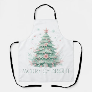 Delantal Navidades Merry y Bright Christmas Tree Mint Pink