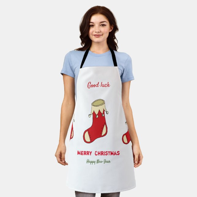 Delantal Navidades minimalistas y Año Nuevo Feliz (Gastado)