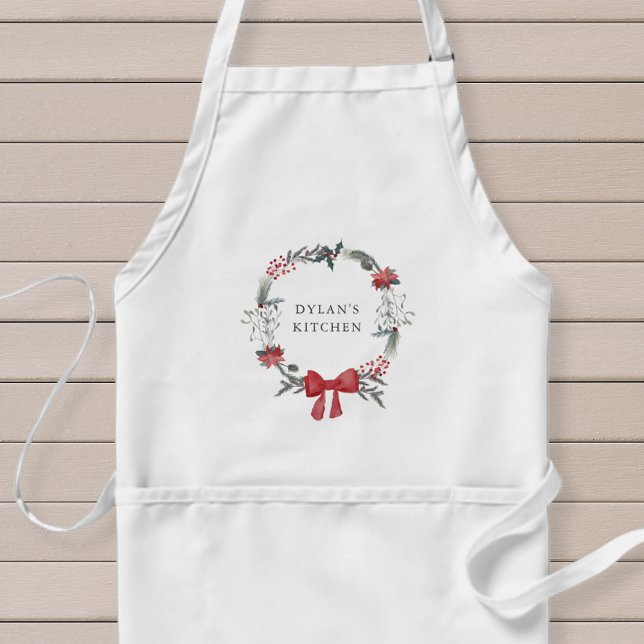 Delantal Navidades Mistletoe Wreath personalizado (Subido por el creador)