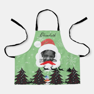 Delantal Navidades modernos Santa Personalizado Face Nombre