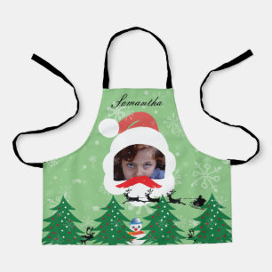 Delantal Navidades modernos Santa Personalizado Face Photo