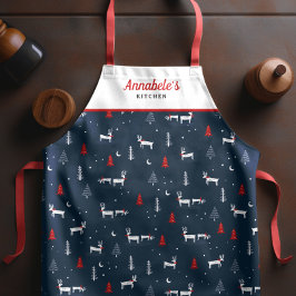 Delantal Navidades modernos Winter Woodland personalizan el