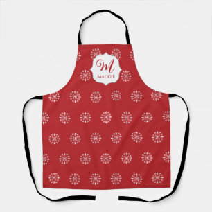 Delantal Navidades Monogramado Cute Simple Snowflake