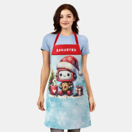 Delantal Navidades Monogramados Blue y Red de Robot Cute