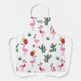 Delantal Navidades Monogramas modernos Fiesta Flamingo
