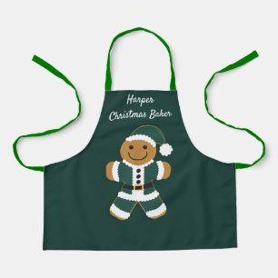 Delantal Navidades Nombre del panadero Verde Santa Gingerbr
