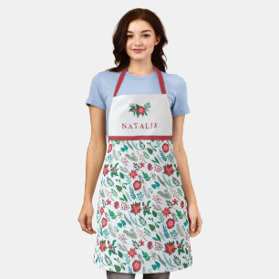 Delantal Navidades Nombre del patrón floral Mujeres blancas