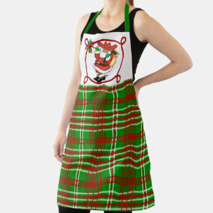 Delantal Navidades occidentales Cowboy Santa y Plaid Apron