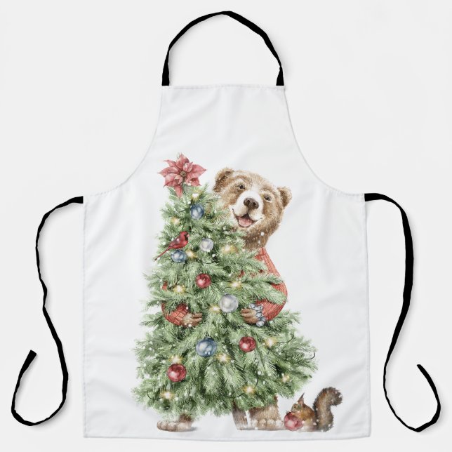 Delantal Navidades osos con árbol (Anverso)