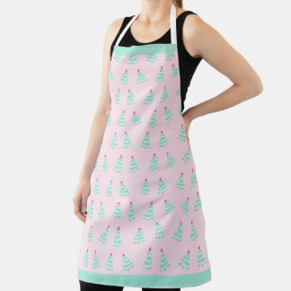 Delantal Navidades Pastel Rosa Apron - Tema Árbol de Navida