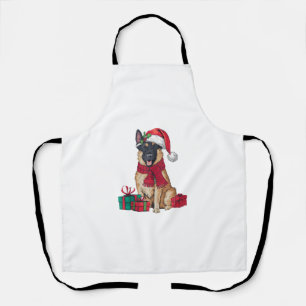 Delantal Navidades perinos de Navidad en Santa Hat Malinois