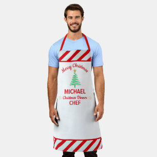 Delantal Navidades personalizados Bandas rojas y blancas Ca