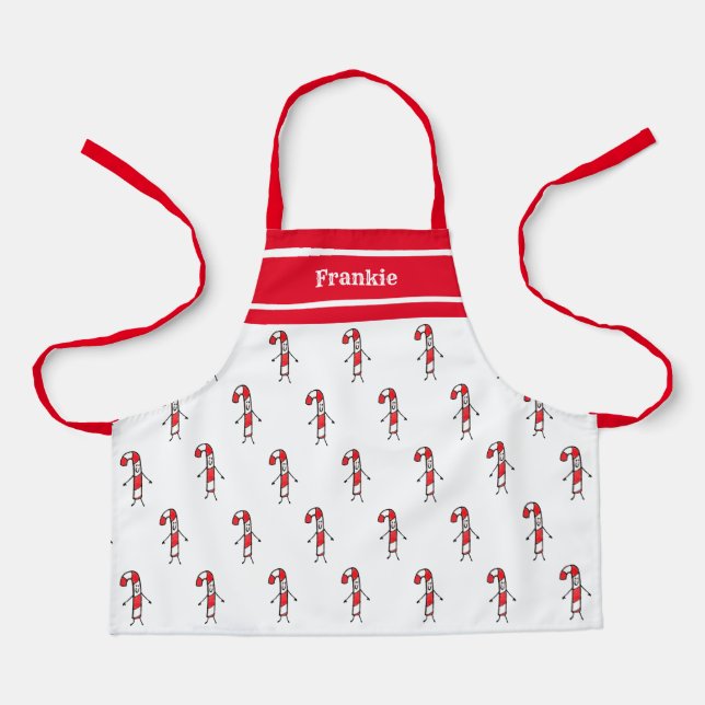 Delantal Navidades personalizados Candy Cane (Anverso)