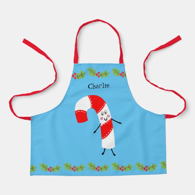 Delantal Navidades personalizados Candy Cane (Anverso)