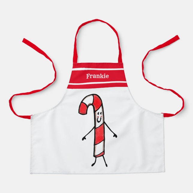 Delantal Navidades personalizados Candy Cane (Anverso)