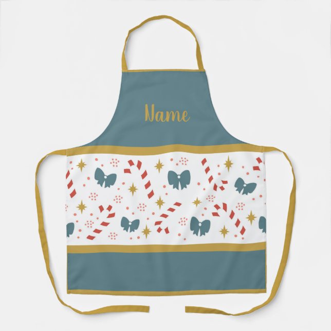 Delantal Navidades personalizados Candy Canes (Anverso)