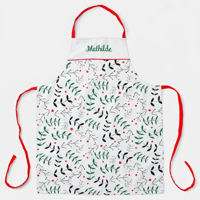 Delantal Navidades personalizados de Winter Woodland Retro (Anverso)