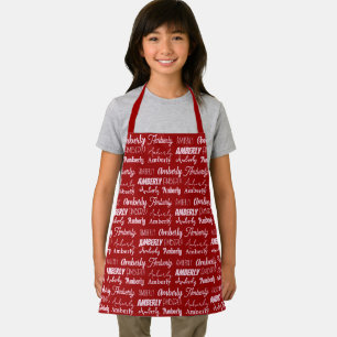 Delantal Navidades personalizados del grupo de nombres rojo