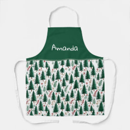 Delantal Navidades Personalizados del patrón de árboles fru