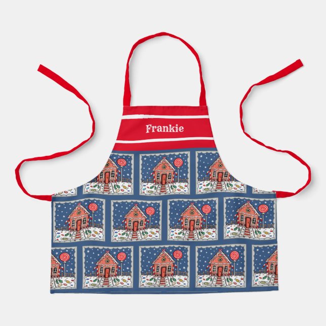 Delantal Navidades personalizados Gingerbread House (Anverso)