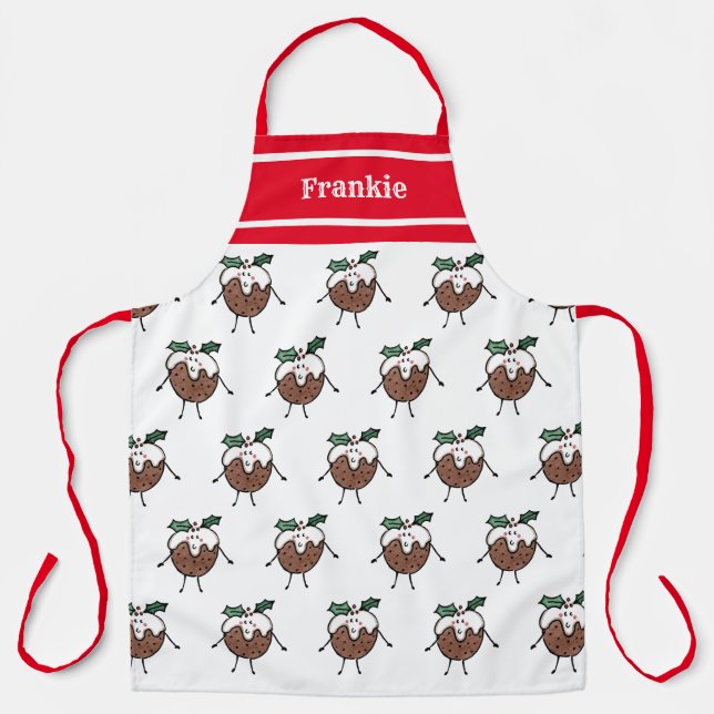 Delantal Navidades personalizados pudding (Anverso)