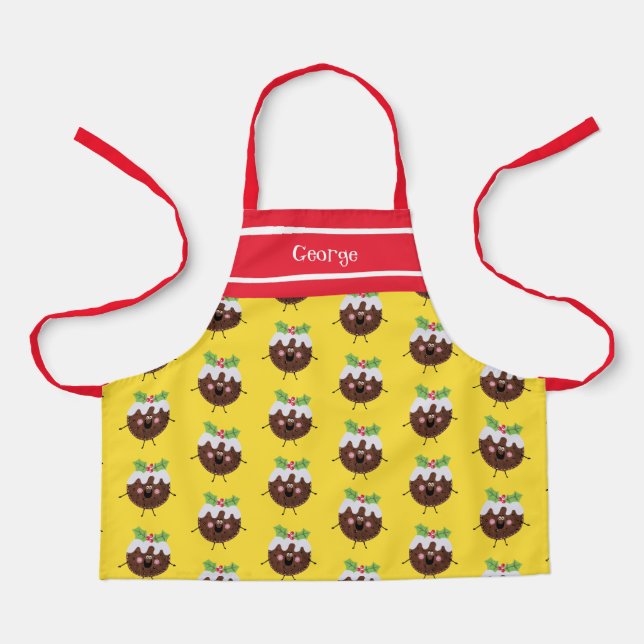 Delantal Navidades personalizados pudding (Anverso)