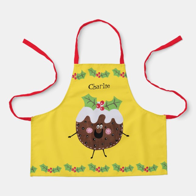 Delantal Navidades personalizados pudding (Anverso)