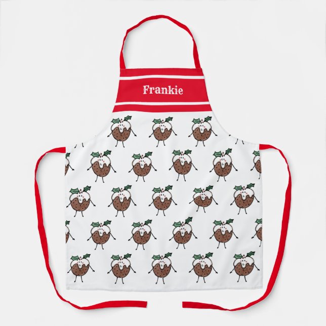 Delantal Navidades personalizados pudding (Anverso)