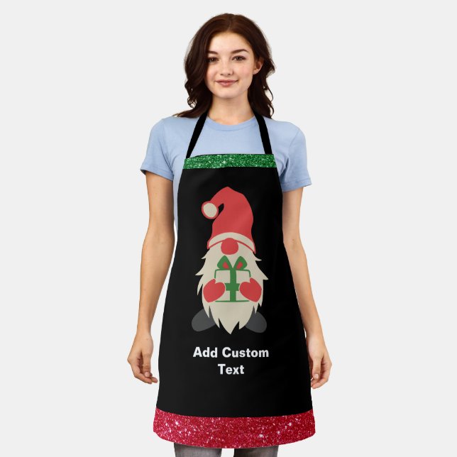 Delantal Navidades personalizados Red Green Gnome Black Che (Gastado)