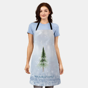 Delantal Navidades Pine Tree Merry Navidad Blue Holiday
