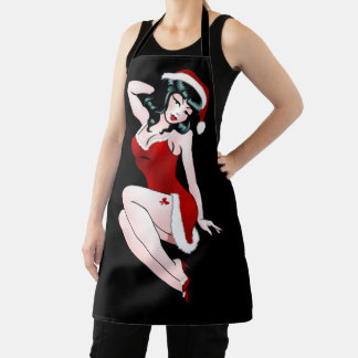 Delantal Navidades Pinup Chica Apron Retro Pinup Aprons