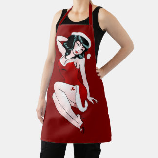 Delantal Navidades Pinup Chica Apron Retro Pinup Aprons