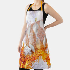 Delantal Navidades Purpurina de bolas rosadas y blancas