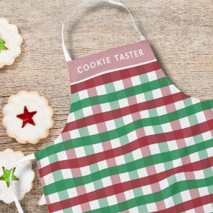 Delantal Navidades Que Hacen Nombre Personalizado Plaid Red